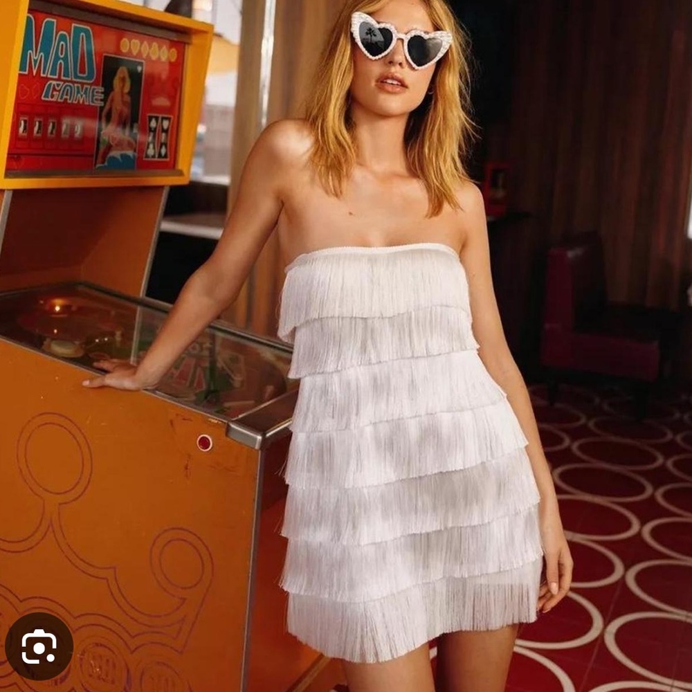 White Tiered Ruffled Mini Dress